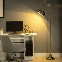 Lampada da Terra Salotto Vintage con Paralume Regolabile, Interruttore a Pedale, 42 x 25,5 x 152 cm, Bronzo