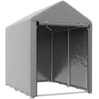 Capanno Attrezzi Tenda Garage con Copertura Anti UV e Telaio in Metallo, 120x179x165cm, Grigio Chiaro