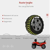 Quad Giocattolo per Bambini 18-36 Mesi con Licenza GOODYEAR con Luci e Suoni Realistici, Rosso e Nero, 60x31x42cm