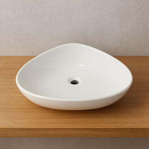 Lavabo d'appoggio in ceramica bianco triangolare lavandino arredo bagno *** misure 67x44x15 cm, confezione 1