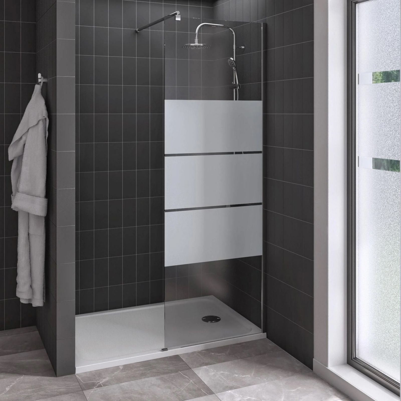 OFFERTA LIMITATA - Parete Doccia Modello Easy 70x195 cm Spessore 6 mm Walk-in Materiale Vetro Serigrafico Stampato EA-WI70-S-F - ESCLUSO PROFILO