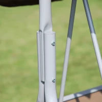 Dondolo da Giardino a 3 Posti in Metallo, Tetto Parasole Rimovibile e Lavabile, Marrone e Argento, 171x108x154cm