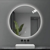 Specchio 5 mm tondo retroilluminato led interruttore touch pvc e mdf *** misura Ã˜90, tonalità dimmerabile 2700-4500...