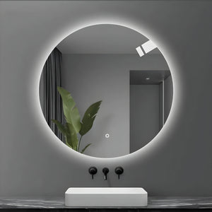 Specchio 5 mm tondo retroilluminato led interruttore touch pvc e mdf *** misura Ã˜90, tonalità dimmerabile 2700-4500...