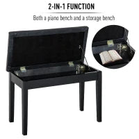 Sgabello Pianoforte Professionale con Vano Portaoggetti Finta Pelle, Legno 76 x 36 x 50cm Nero Sgabello Panchetta Panchina Sedia per Pianoforte con vano portaoggetti
