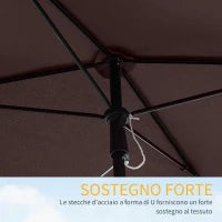 Ombrellone da Giardino Rettangolare e Regolabile con Palo in Alluminio, 2x1.3x2.5 m, Marrone e Nero