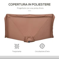 Ombrellone Semicircolare 2.3x1.3 m da Terrazza e Giardino per Parete con Manovella, Caffè