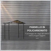 Gazebo da Giardino per Barbecue BBQ con Tetto in PC e Mensole Laterali, 246x149x230cm, Nero