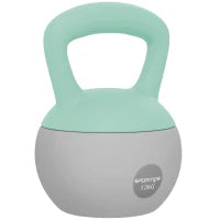 Kettlebell da 12 kg con impugnatura antiscivolo 21 x 21 x 30 cm, Grigio e verde