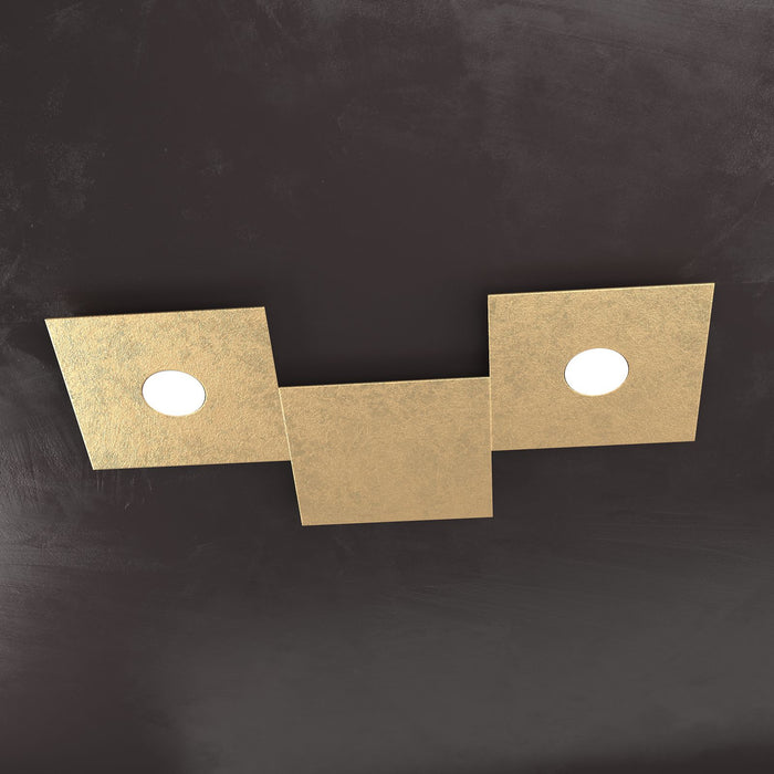 ECCENTRIC APPLIQUE-PLAFONIERA 2 LUCI + 1 DECORATIVO FOGLIA ORO 1156-2L1D-FO
