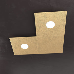 ECCENTRIC APPLIQUE-PLAFONIERA 2 LUCI + 1 DECORATIVO FOGLIA ORO 1156-2L1D-FO