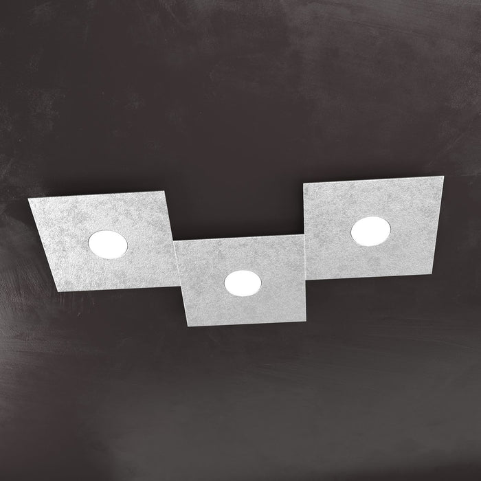 ECCENTRIC APPLIQUE-PLAFONIERA 3 LUCI FOGLIA ARGENTO 1156-3L-FA