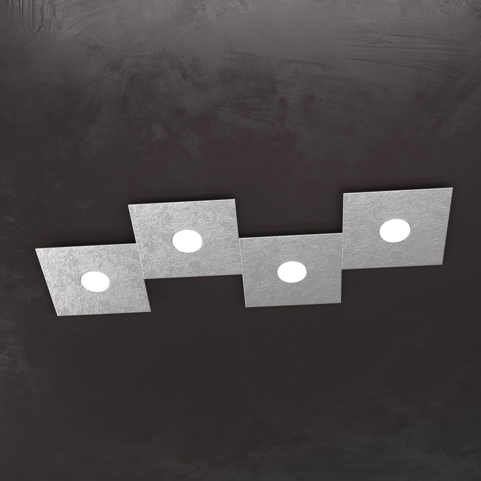 ECCENTRIC APPLIQUE-PLAFONIERA 4 LUCI FOGLIA ARGENTO 1156-4L-FA