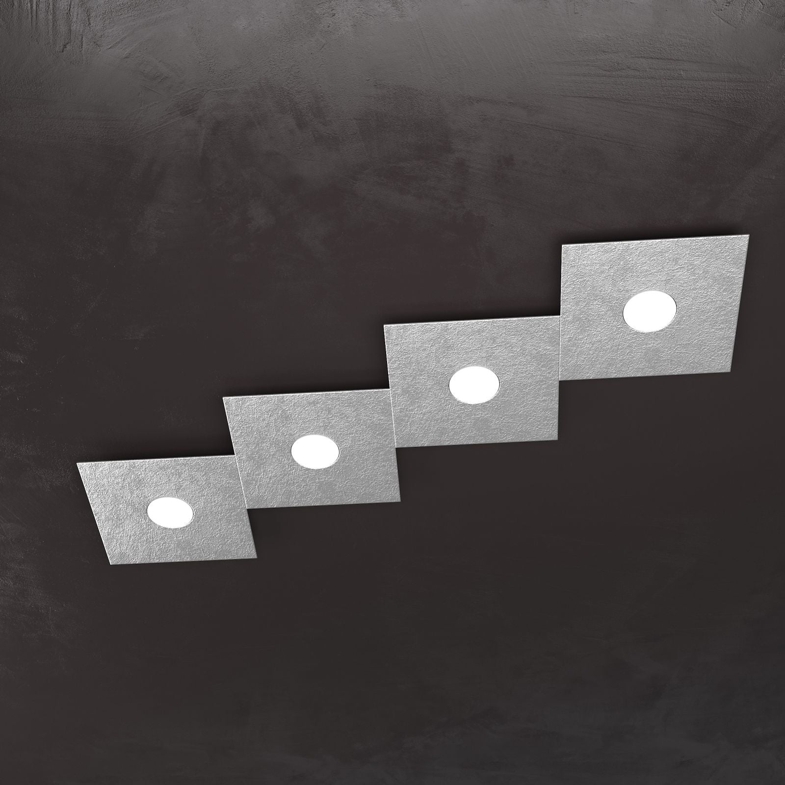 ECCENTRIC APPLIQUE-PLAFONIERA 4 LUCI FOGLIA ARGENTO 1156-4L-FA