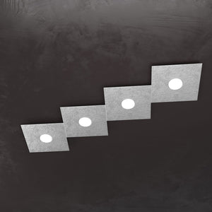 ECCENTRIC APPLIQUE-PLAFONIERA 4 LUCI FOGLIA ARGENTO 1156-4L-FA