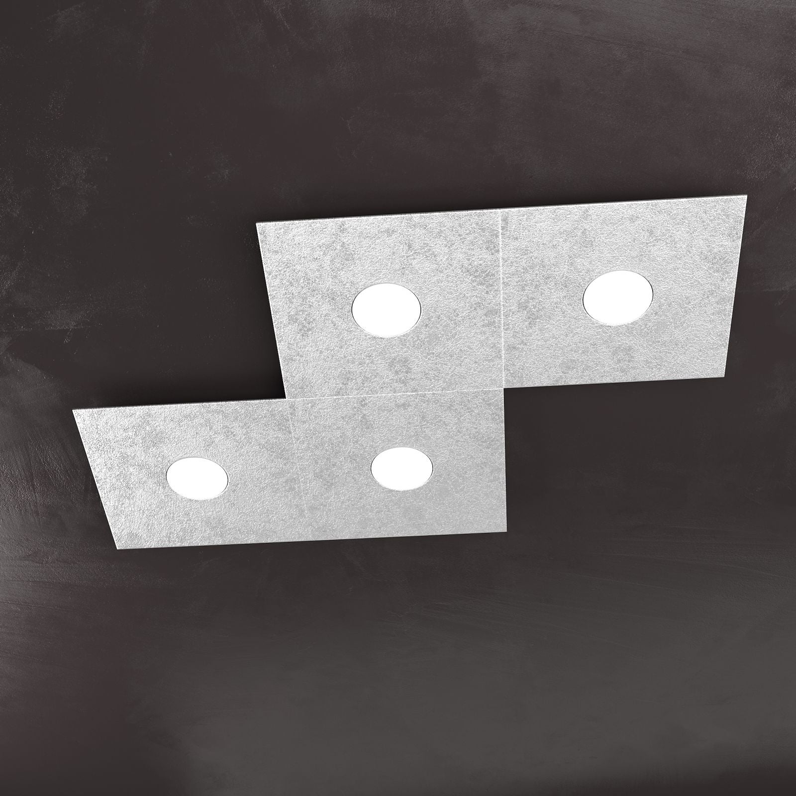 ECCENTRIC APPLIQUE-PLAFONIERA 4 LUCI FOGLIA ARGENTO 1156-4L-FA