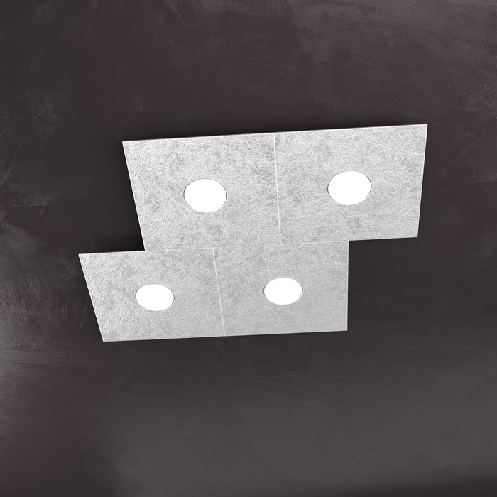 ECCENTRIC APPLIQUE-PLAFONIERA 4 LUCI FOGLIA ARGENTO 1156-4L-FA