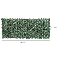 Edera Finta per Balconi in PE Anti-UV, Rotolo Siepe Artificiale con Foglie, 240x100cm, Verde Scuro