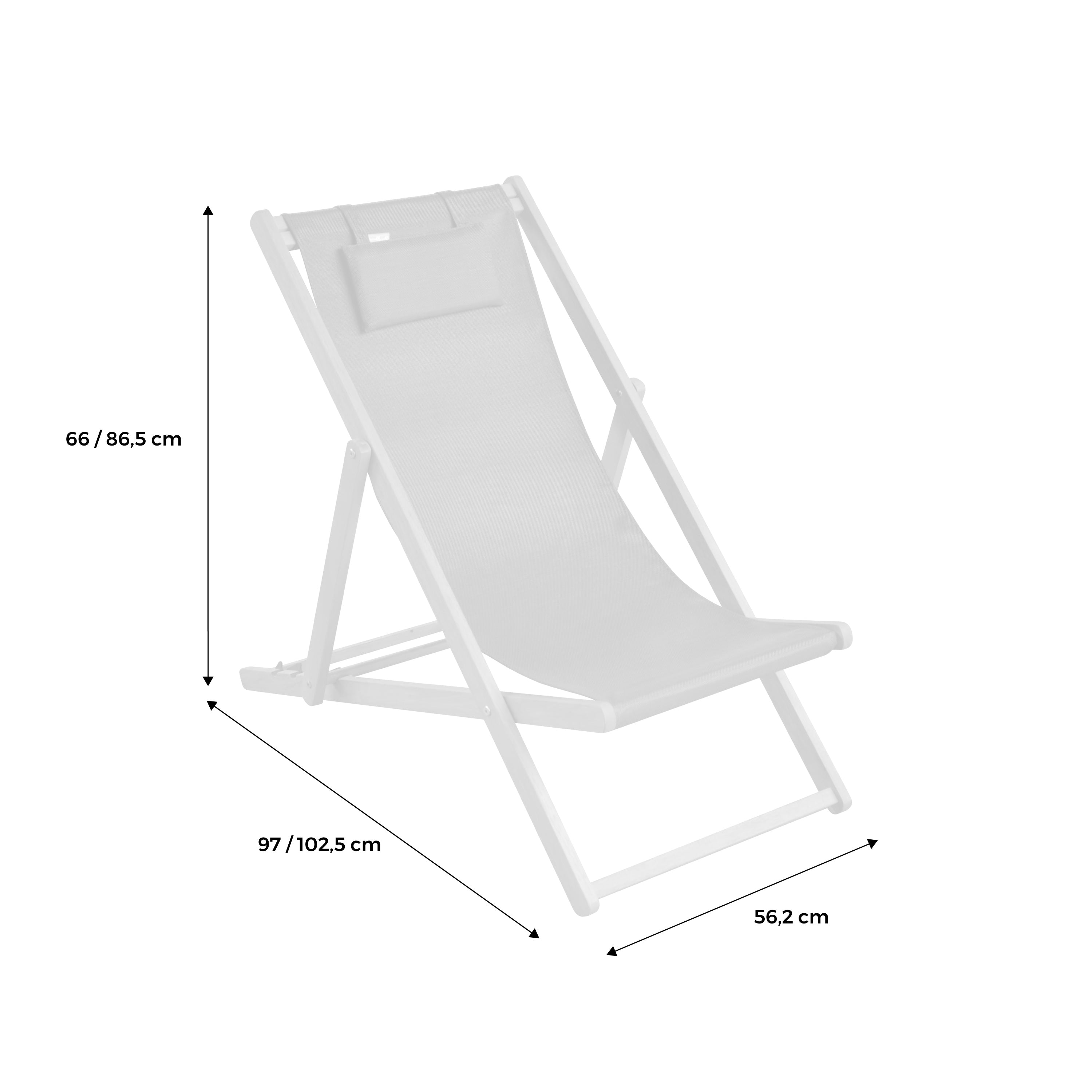 Set di 2 sedie sdraio in legno con cusino poggiatesta, terracotta