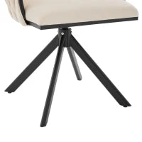 Set da 2 Sedie Girevoli a 180° con Supporto Lombare Ergonomico e Rivestimento Effetto Velluto, 56x50x70 cm, Avorio