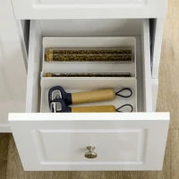 Isola da Cucina con Piano di Lavoro Ribaltabile, 3 Cassetti, 1 Armadio, Porta Strofinacci e Porta Spezie, 111,5 x 75 x 89 cm, Bianco