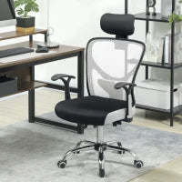 Sedia da Scrivania Girevole con Altezza Regolabile Schienale Reclinabile Poggiatesta Regolabile e Supporto Lombare Grigio