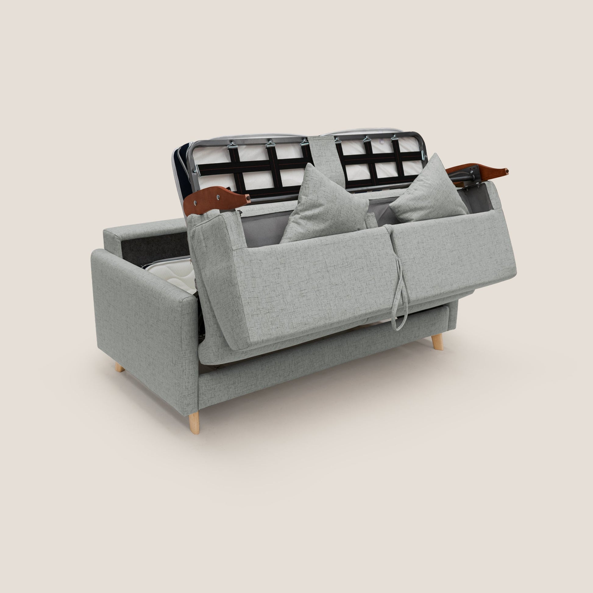Divano Letto 3 Posti 200x94x97 cm in Tessuto Grigio Chiaro