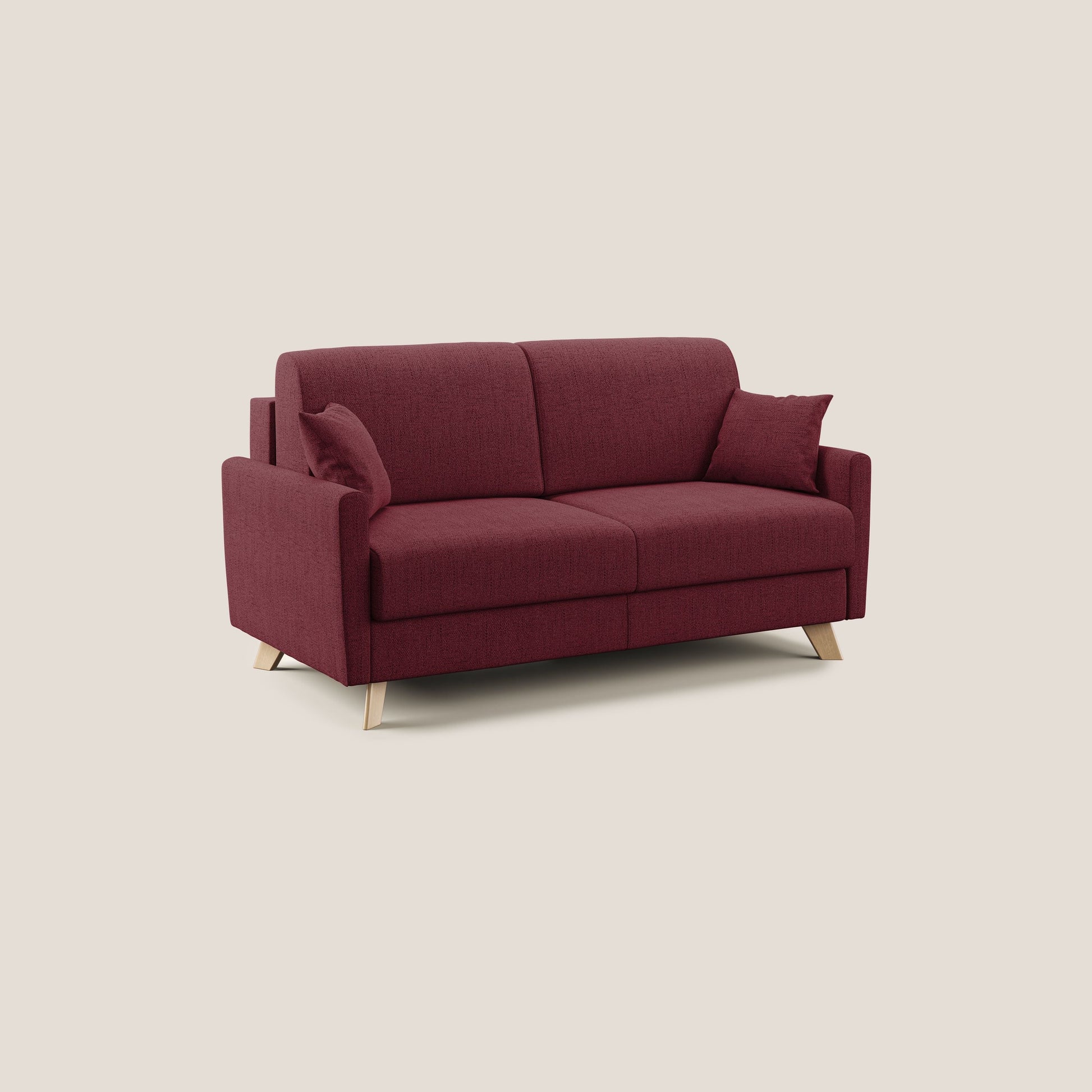 Divano Letto 3 Posti 180x94x97 cm in Tessuto Rosso