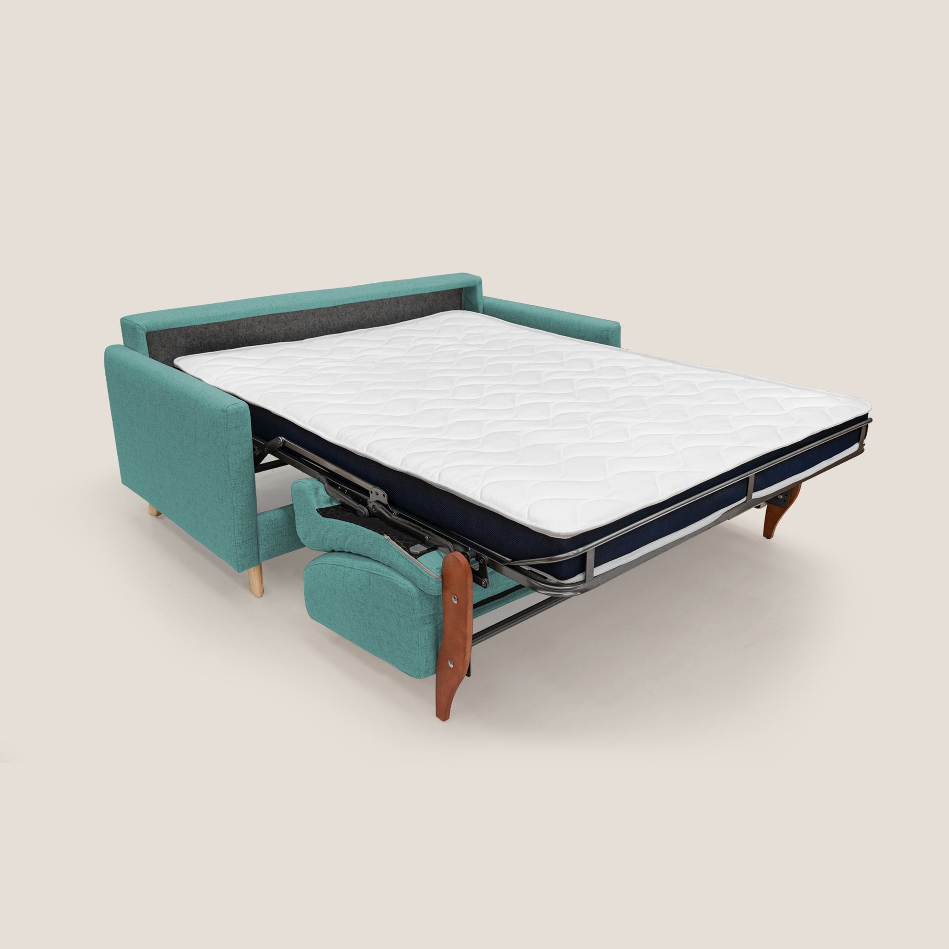 Divano Letto 3 Posti 180x94x97 cm in Tessuto Verde Acqua