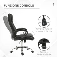 Sedia da Ufficio Ergonomica, Basculante e Imbottita con Altezza Regolabile, 62x76x110-119 cm, Nero