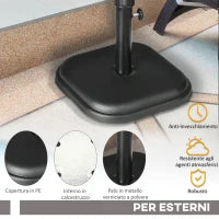 Base per Ombrellone da Giardino in Plastica e Cemento da 11kg, 36x36x31cm, Nero