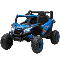 Auto Elettrica per Bambini UTV 12V con 2 Motori Telecomando 2,4G Velocità fino a 7 km/h Sistema di Sospensione Blu