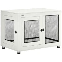 Casetta per Cani Taglia Grande con 2 Porte Bloccabili e Cuscino Lavabile, 94x60x71.5 cm, Bianco