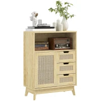 Buffet mobile da soggiorno con 3 cassetti armadio mensola regolabile per soggiorno cucina 60 x 30 x 81 cm legno naturale