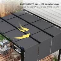 Gazebo Pergola 3x3.5 m con 3 Tettucci Regolabili in Acciaio e Poliestere Anti UV, Grigio