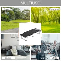 Letto da Campeggio, Brandina Pieghevole e Imbottita con Cuscino, Nero 183 x 66 x 33cm