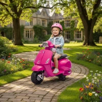 Moto Elettrica per Bambini da 2 a 6 Anni con Batteria 6V, Faro, Clacson e Ruote Ausiliarie Rosa