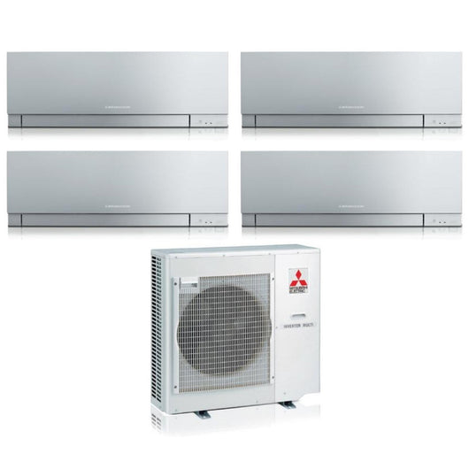 Climatizzatore Condizionatore Mitsubishi Electric Quadri Split Inverter serie KIRIGAMINE ZEN SILVER MSZ-EF 7+7+7+9 con MXZ-4F72VF R-32 Wi-Fi Integrato Colore Argento 7000+7000+7000+9000