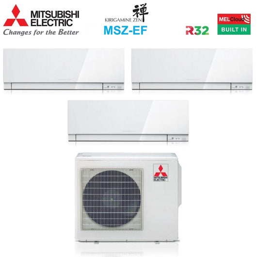 Condizionatore Mitsubishi Electric Trial Split Kirigamine Zen White 7000+9000+9000 con MXZ-3F54VF R-32 Wi-Fi Integrato