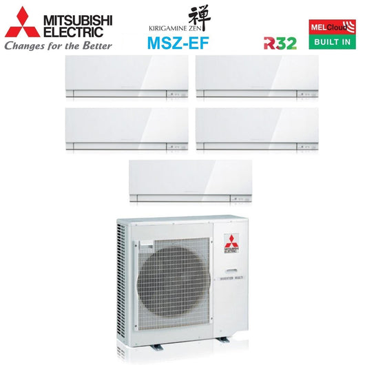 Climatizzatore Condizionatore Mitsubishi Electric Penta Split Inverter serie KIRIGAMINE ZEN WHITE MSZ-EF 7+7+9+9+9 con MXZ-5F102VF R-32 Wi-Fi Integrato Colore Bianco 7000+7000+9000+9000+9000