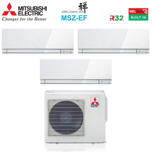 Condizionatore Mitsubishi Electric Trial Split Inverter KIRIGAMINE ZEN WHITE MSZ-EF 9+12+12 con MXZ-4F72VF R-32 Wi-Fi Integrato Bianco