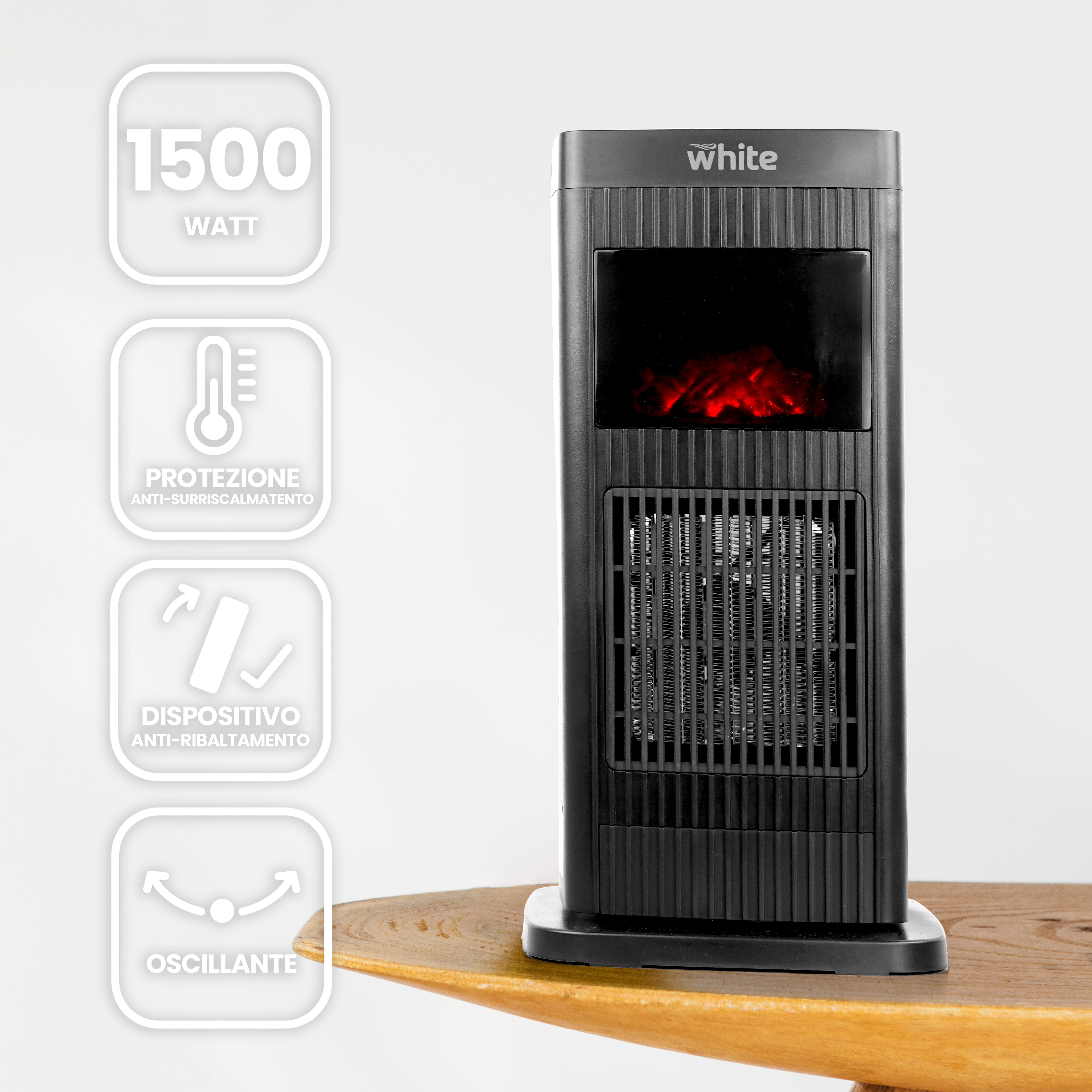 Stufetta elettrica a basso consumo 230V con effetto camino