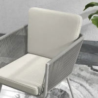 Set da Esterno con Tavolino in Vetro e 2 Sedie da Giardino in Rattan Stile Boho, Grigio Chiaro