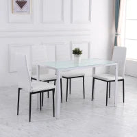 Set 4 Sedie Imbottite per Soggiorno o Sala da Pranzo, Sedie da Cucina Moderne, in Metallo e Tessuto Bianco