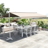 Store Doppio Pendio Manuale retrattile Inclinazione regolabile Acciaio epossidico Bianco Poliestere impermeabilizzato Anti-UV Beige dim. 4,50L x 3,40l x 2,55H m