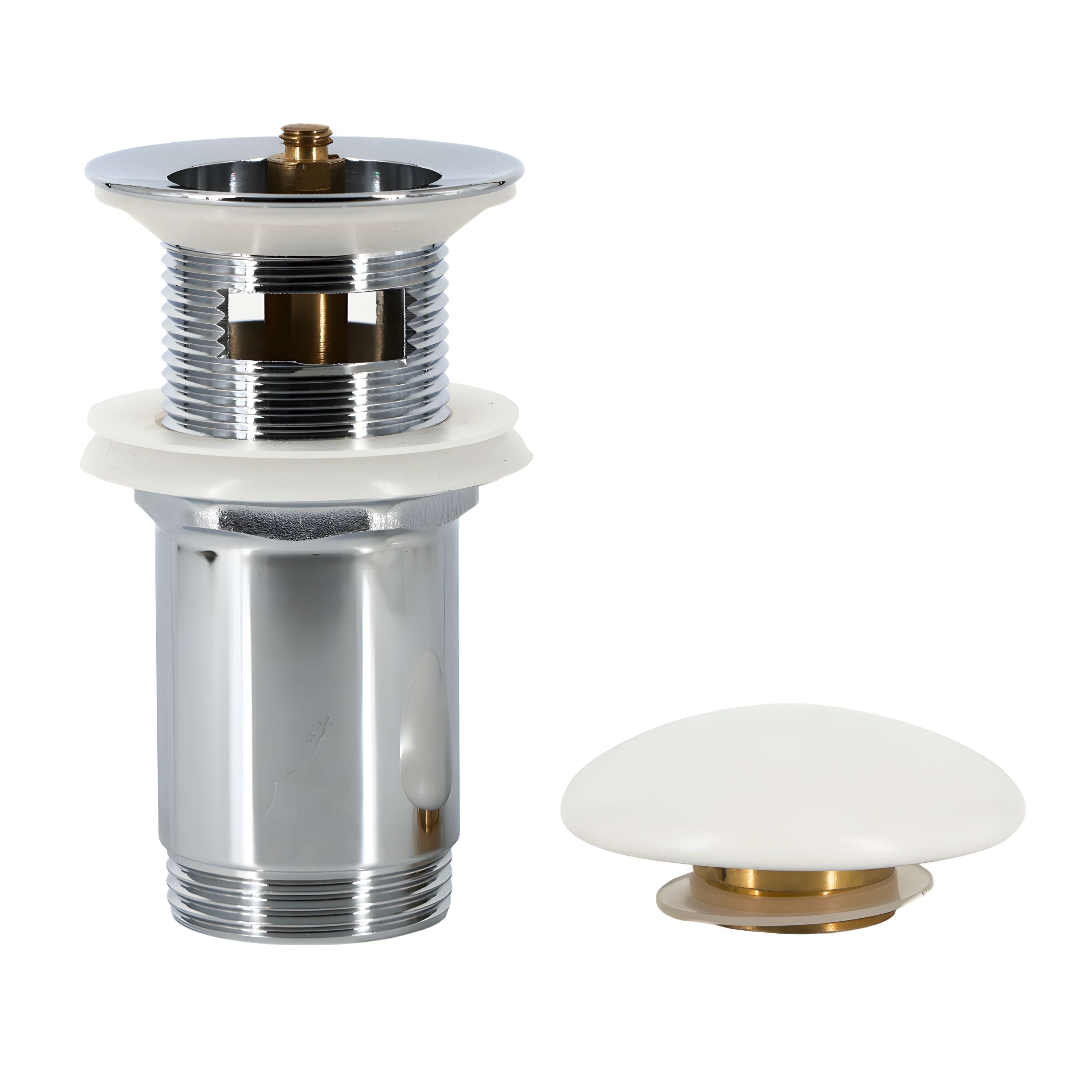 Piletta click clack 1.1/4 in ottone cromato ceramica bianca per lavabo bagno *** finitura- opaco, confezione 1