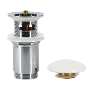 Piletta click clack 1.1/4 in ottone cromato ceramica bianca per lavabo bagno *** finitura- opaco, confezione 1