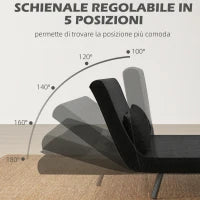 Divano Letto 3 in 1 in Tessuto Effetto Velluto con Schienale Regolabile e 2 Cuscini, 102x73x81 cm, Nero
