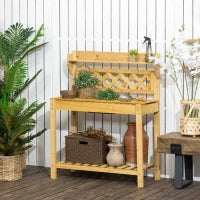 Tavola da trapianto con ripiani scorrevoli lavandino 2 ripiani legno di abete 92 x 45 x 120 cm