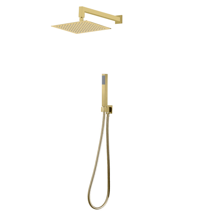 Set per doccia soffione quadro in acciaio inox 25x25 millimetri color oro satinato *** finitura- oro matt satinato, c...